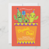 Cute Cactus Desert Kinder 1e verjaardag Mexicaan Kaart (Voorkant)