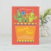 Cute Cactus Desert Kinder 1e verjaardag Mexicaan Kaart (Staand voorkant)