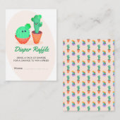 Cute Cactus Diaper Raffle Baby shower Informatiekaartje (Voorkant / Achterkant)