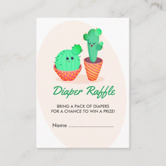 Cute Cactus Diaper Raffle Baby shower Informatiekaartje (Voorkant)