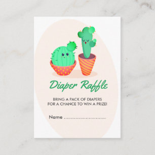 Cute Cactus Diaper Raffle Baby shower Informatiekaartje