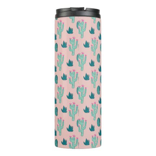 Cute Cactus Doodle Pattern | Monogram Thermosbeker (Achterkant)