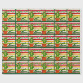 Cute Cactus en Festive Lights Merry Kerstmis Cadeaupapier (Vlak)