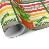 Cute Cactus en Festive Lights Merry Kerstmis Cadeaupapier (Rol Hoek)