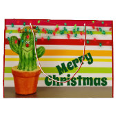 Cute Cactus en Festive String Lights Kerstmis Groot Cadeauzakje (Achterkant)