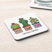 Cute Cactus Family in Waterverf Bier Onderzetter (Linkerzijde)