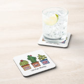 Cute Cactus Family in Waterverf Bier Onderzetter (Rechterzijde)