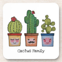 Cute Cactus Family in Waterverf