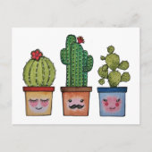 Cute Cactus Family in Waterverf Briefkaart (Voorkant)