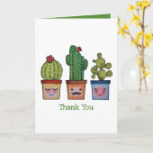 Cute Cactus Family in Waterverf Kaart (Gele Bloem)