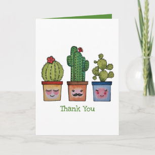 Cute Cactus Family in Waterverf Kaart