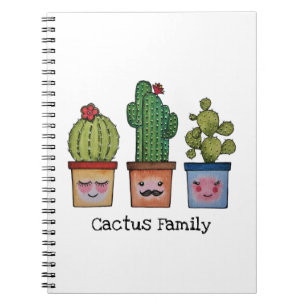 Cute Cactus Family in Waterverf Notitieboek