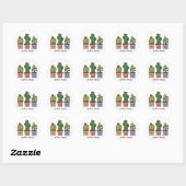 Cute Cactus Family in Waterverf Ronde Sticker (Vel)