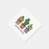 Cute Cactus Family in Waterverf Servet (Hoek)