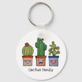Cute Cactus Family in Waterverf Sleutelhanger (Voorkant)