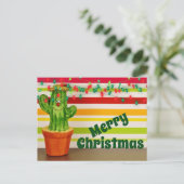 Cute Cactus Festive SouthWestern Merry kerst Feestdagenkaart (Staand voorkant)