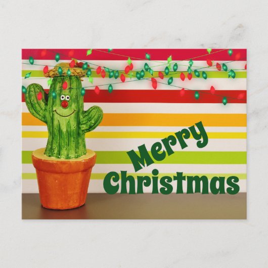 Cute Cactus Festive SouthWestern Merry kerst Feestdagenkaart (Voorkant)