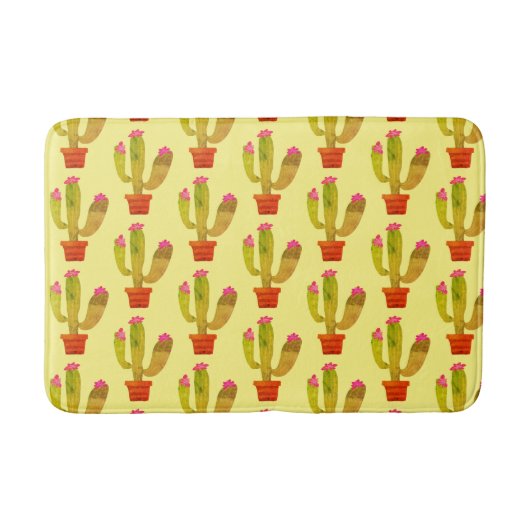 Cute cactus flower print badmat voor badkamer (Voorkant)