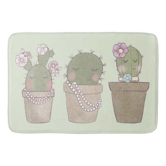 Cute Cactus Girls die juwelen dragen Badmat (Voorkant)