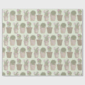 Cute Cactus Girls die juwelen dragen Cadeaupapier (Vlak)