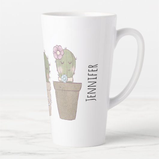 Cute Cactus Girls die juwelen dragen Latte Mok (Rechts)