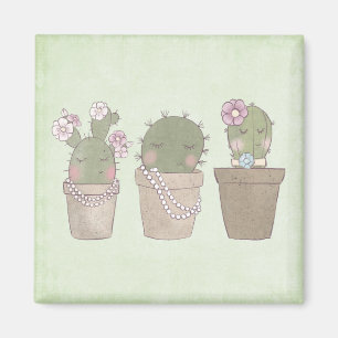 Cute Cactus Girls die juwelen dragen Magneet