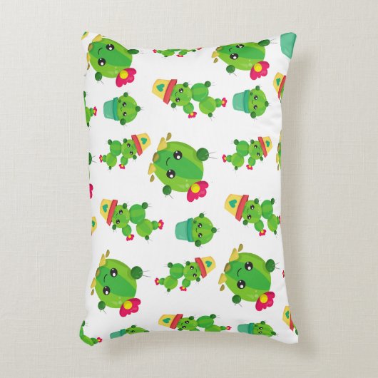Cute Cactus, Green Cactus, Cactus Pattern Accent Kussen (Voorkant(Verticaal))