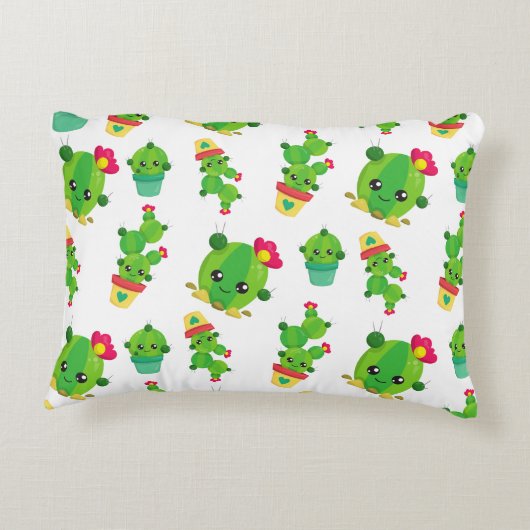 Cute Cactus, Green Cactus, Cactus Pattern Accent Kussen (Achterkant)