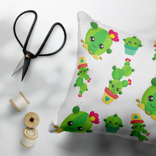 Cute Cactus, Green Cactus, Cactus Pattern Accent Kussen