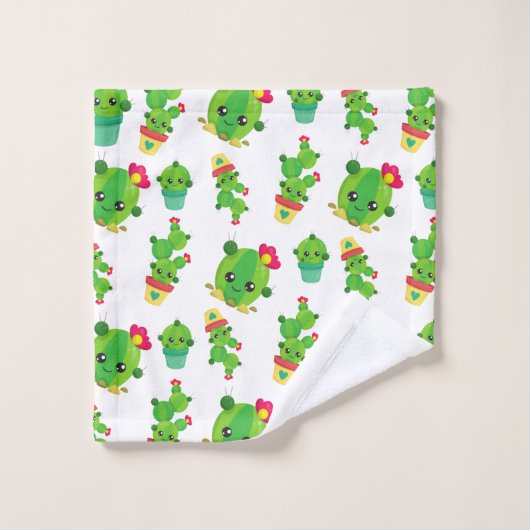 Cute Cactus, Green Cactus, Cactus Pattern Bad Handdoek (Wasdoekje)