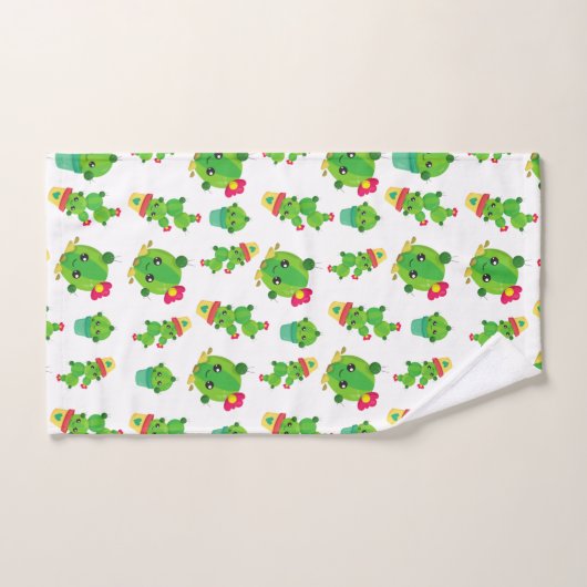 Cute Cactus, Green Cactus, Cactus Pattern Bad Handdoek (Handdoek)
