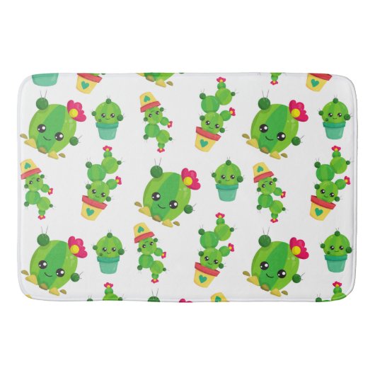 Cute Cactus, Green Cactus, Cactus Pattern Badmat (Voorkant)