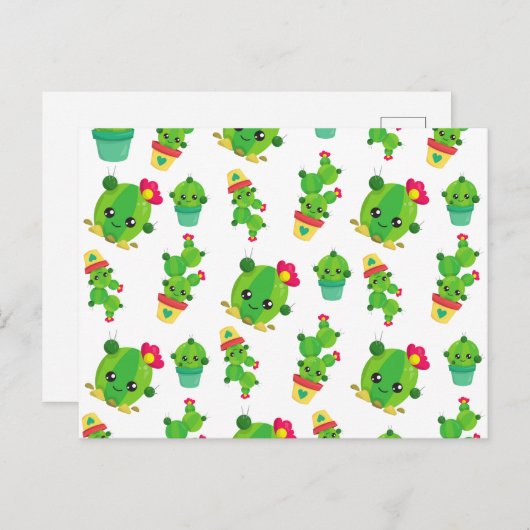 Cute Cactus, Green Cactus, Cactus Pattern Briefkaart (Voorkant / Achterkant)