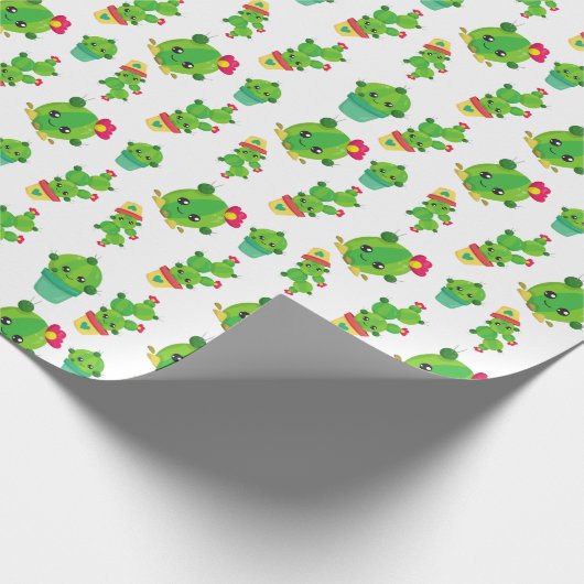 Cute Cactus, Green Cactus, Cactus Pattern Cadeaupapier (Hoek)
