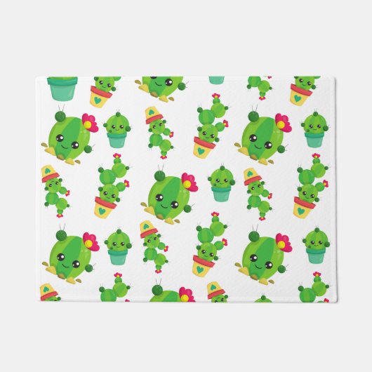 Cute Cactus, Green Cactus, Cactus Pattern Deurmat (Voorkant)