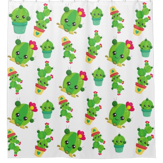 Cute Cactus, Green Cactus, Cactus Pattern Douchegordijn (Voorkant)
