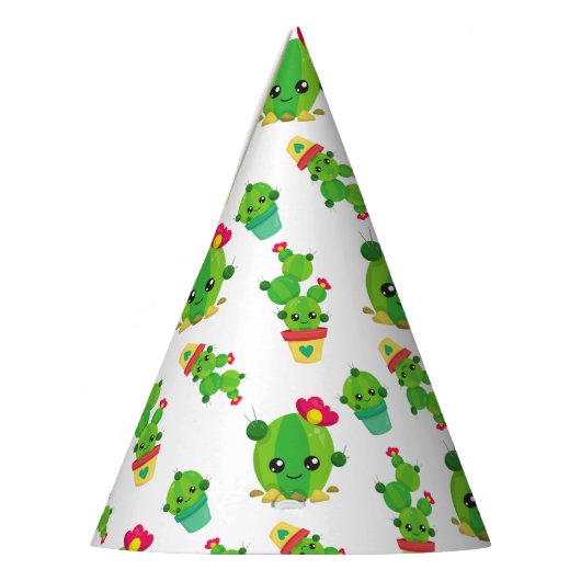 Cute Cactus, Green Cactus, Cactus Pattern Feesthoedjes (Links)