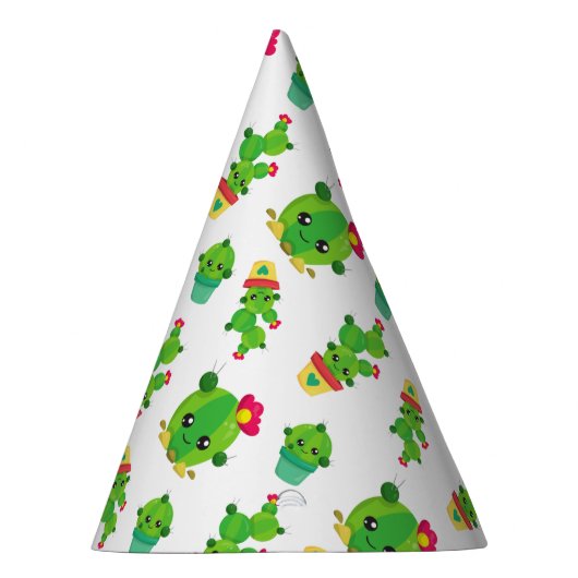 Cute Cactus, Green Cactus, Cactus Pattern Feesthoedjes (Rechts)