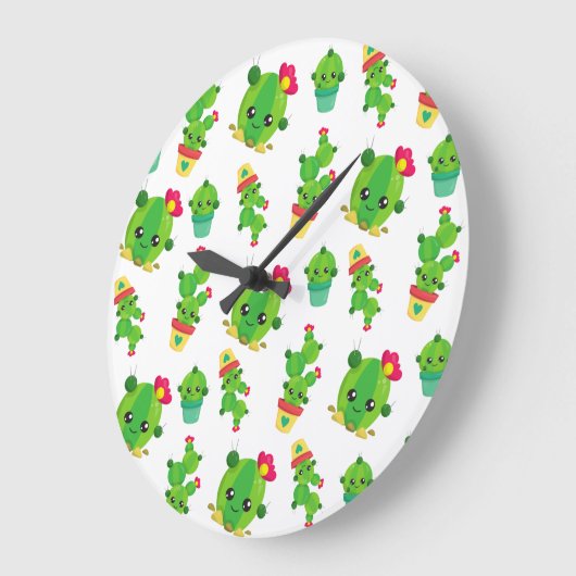 Cute Cactus, Green Cactus, Cactus Pattern Grote Klok (Hoek)