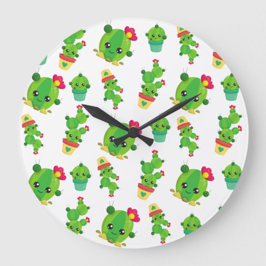 Cute Cactus, Green Cactus, Cactus Pattern Grote Klok (Voorkant)
