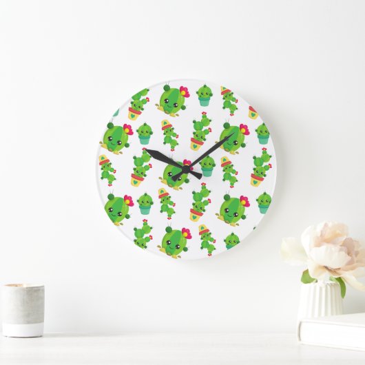Cute Cactus, Green Cactus, Cactus Pattern Grote Klok (Huis)