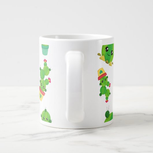 Cute Cactus, Green Cactus, Cactus Pattern Grote Koffiekop (Achterkant)