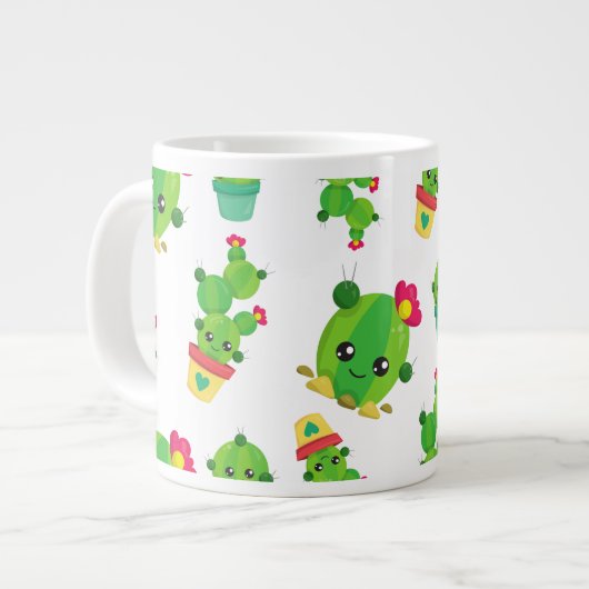 Cute Cactus, Green Cactus, Cactus Pattern Grote Koffiekop (Links)