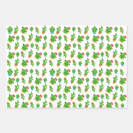 Cute Cactus, Green Cactus, Cactus Pattern Inpakpapier Vel (Voorkant 2)