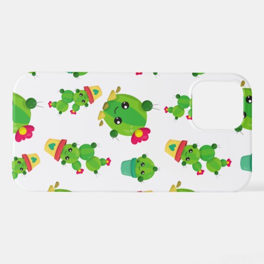 Cute Cactus, Green Cactus, Cactus Pattern iPhone Hoesje (Achterkant horizontaal)