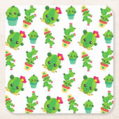 Cute Cactus, Green Cactus, Cactus Pattern Kartonnen Onderzetters (Voorkant)