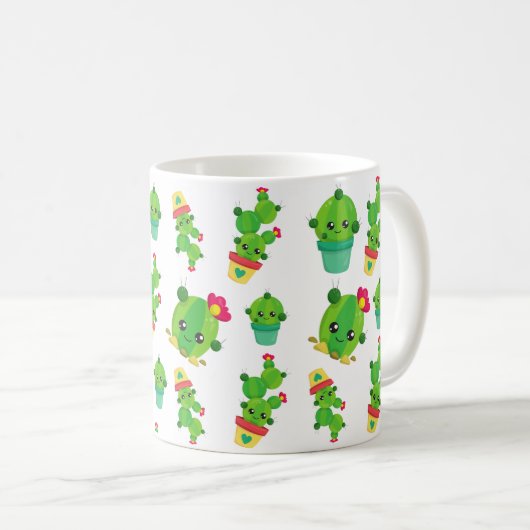 Cute Cactus, Green Cactus, Cactus Pattern Koffiemok (Voorkant rechts)