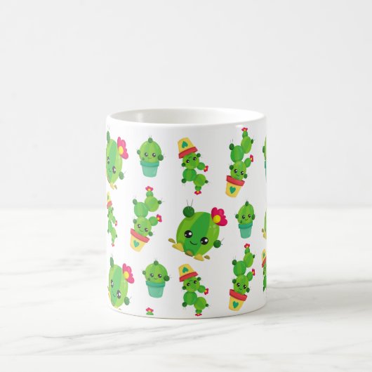 Cute Cactus, Green Cactus, Cactus Pattern Koffiemok (Center)