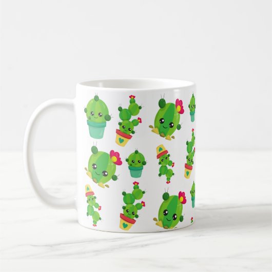 Cute Cactus, Green Cactus, Cactus Pattern Koffiemok (Links)