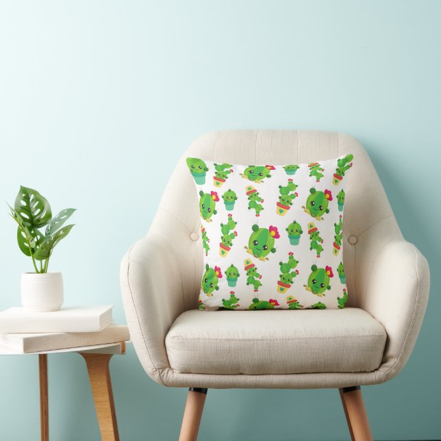 Cute Cactus, Green Cactus, Cactus Pattern Kussen (Stoel)